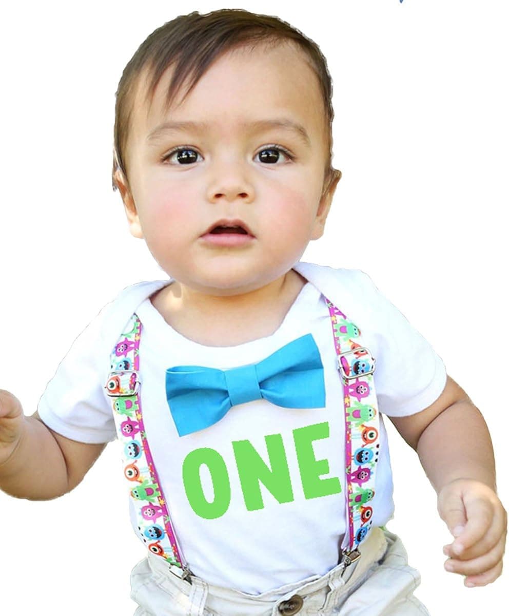 Noah's Boytique First Birthday Outfits Boy One Bow Tie Supenders One