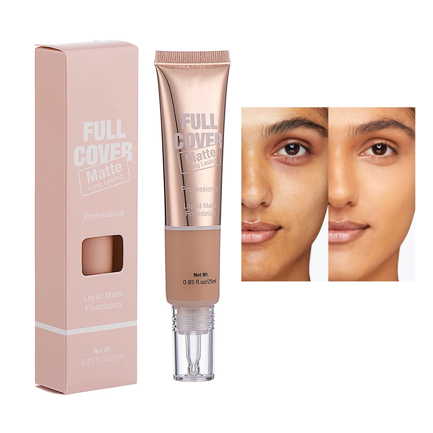 MAEPEOR Full Coverage Foundation 5 Colors Matte Oil Control Concealer Foundation Cream Lightweight and Non-greasy Long-lasting Moisturizing Face Makeup for All Skin Tone (04 Wheat)