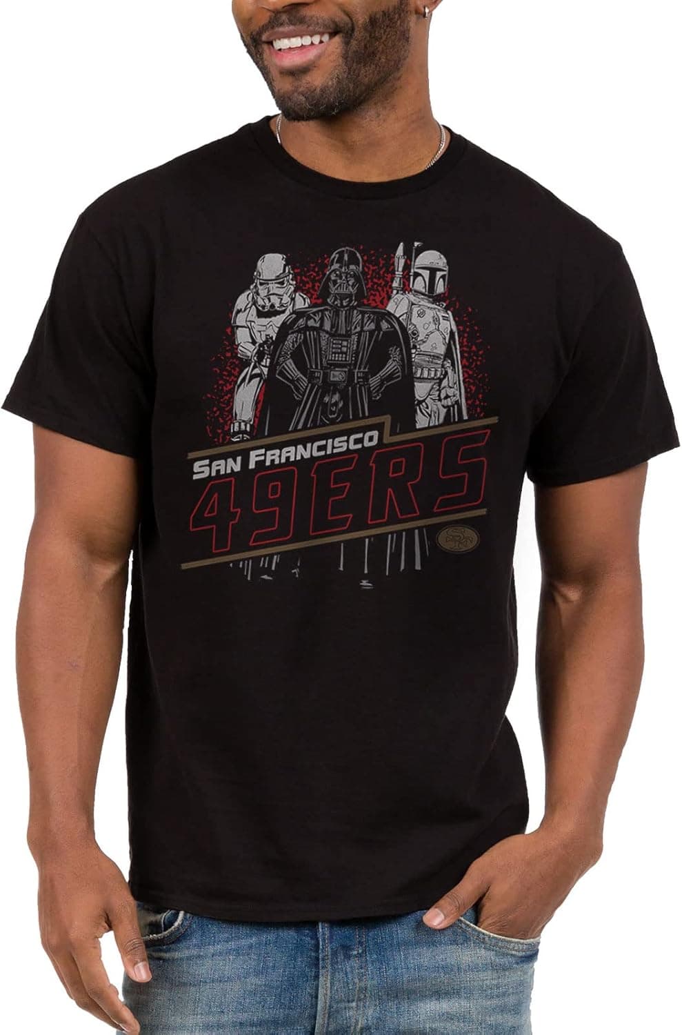 Junk Food Clothing x NFL - x Star Wars San Francisco 49ers - Star Wars Empire - Men's and Women's Short Sleeve Fan Shirt - Size X-Large