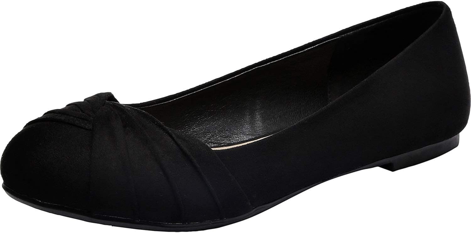 Aukusor Women's Wide Width Flat Shoes - Slip On Pointed Toe Ballet Flats.(BlackSuede 181011,8W)