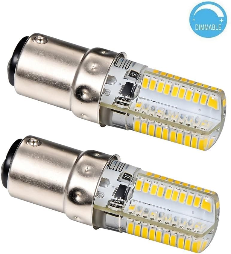 LJY 2Pcs Pack Ba15d 4W Dimmable 80-LED Warm White Light Bulbs, 3000-3200K, 300-320LM, 110V AC