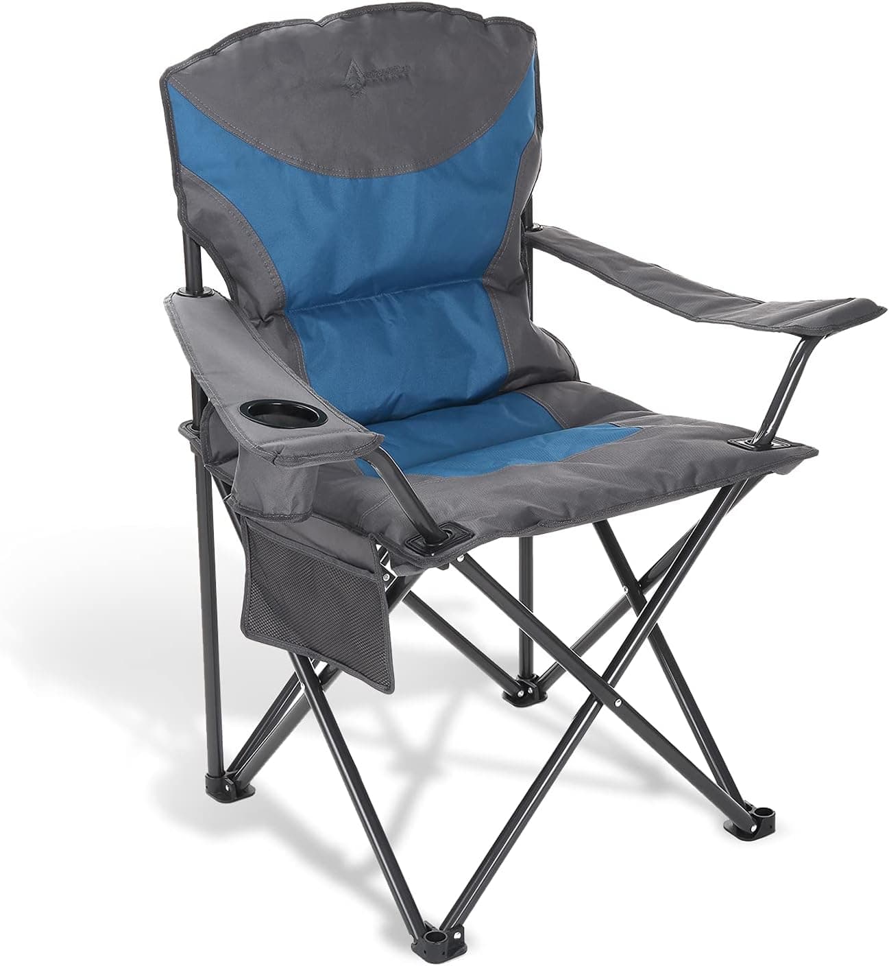 ARROWHEAD OUTDOOR Portable Folding Camping Quad Chair w/Added Ultra-Comfortable Padding, Cup-Holder, Heavy-Duty Carrying Bag, Padded Armrests, Supports up to 330lbs, USA-Based Support