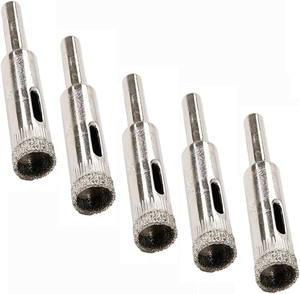 CrazyPiercing 00823A Shank Heavy Duty Diamond Dust Hole Saw, 1/4-Inch, 5-Piece, Hole Saw Sizes: 5/16 Inch