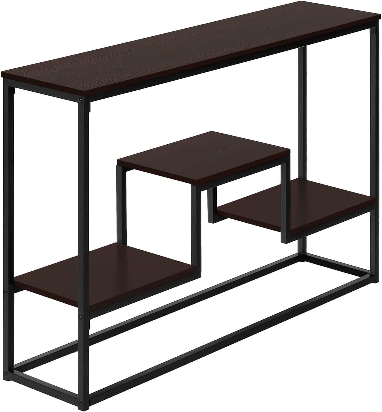 Monarch Specialties 3582 Accent Table, Console, Entryway, Narrow, Sofa, Living Room, Bedroom, Metal, Laminate, Brown, Black, Contemporary, Modern Table-48 L/Espresso Hall, 48" L x 12" W x 31.75" H
