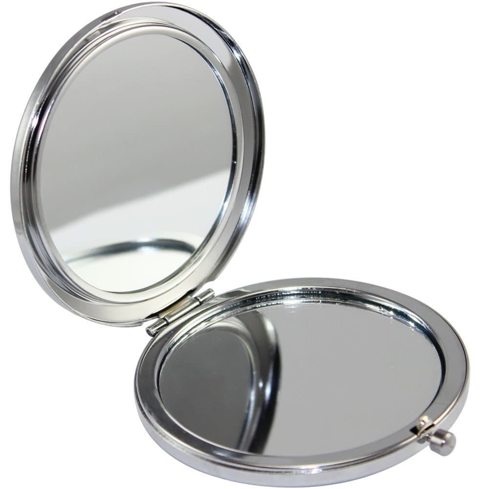 KOLIGHT® Double Sides (One Is Normal,another Is Magnifying) portable Foldable Pocket Metal Makeup Compact Mirror Woman Cosmetic Mirror (Coffee)