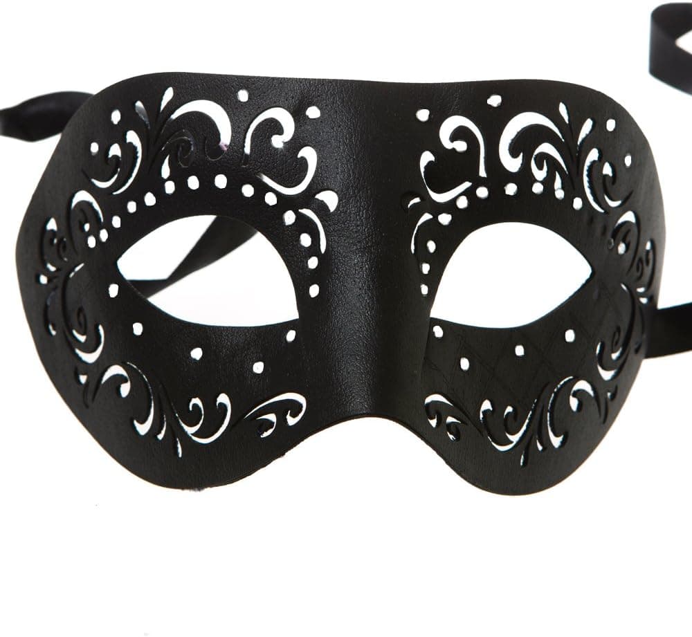 White Leather Cut Half Mask