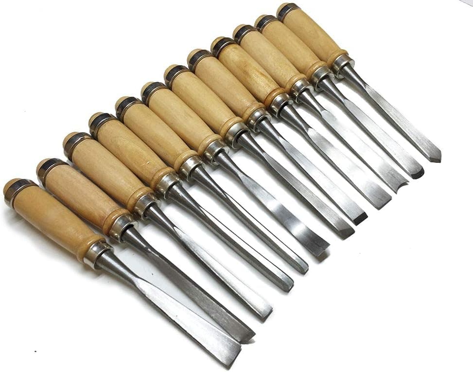 COLIBROX Set of 12 Wood Working Chisels Clockmaker Lathe Carving