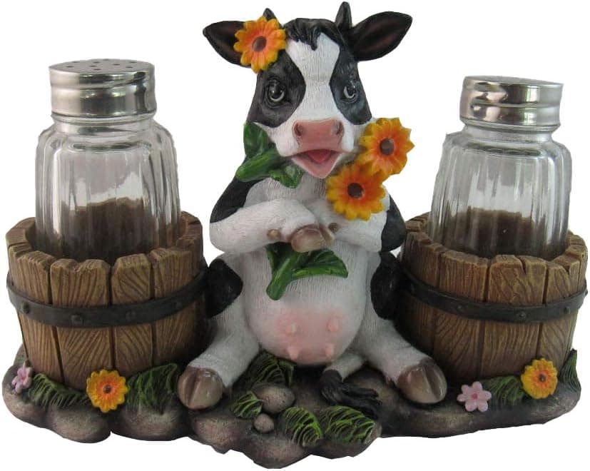 DWK Animal Holder with Salt And Pepper Shaker Set (3 Piece) | Kitchen Décor and Accessories | Salt and Pepper Shakers | Home Décor | Home Decorations… (Cow)