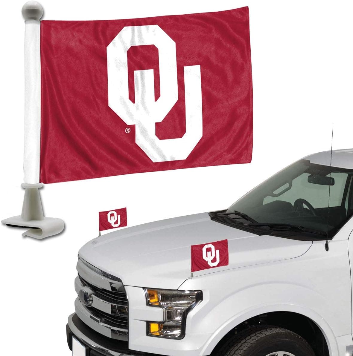 FANMATS 61923 Oklahoma Sooners Ambassador Car Flags - 2 Pack Mini Auto Flags, 4in X 6in, Perfect for Hood or Trunk