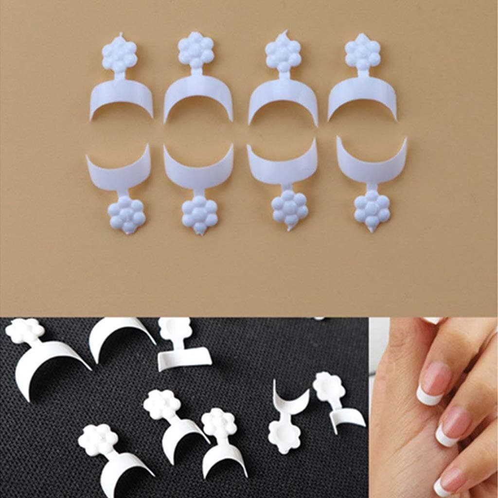 100PCS French Chip-Proof Manicure Kit Short Style Acrylic DIY Nail Art Tips Manicure Tools Finger Sticker Extension Tool & Box (White)