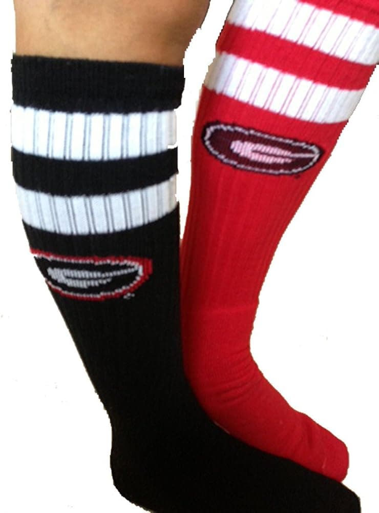 Georgia Mismatch Knee Socks Red/black