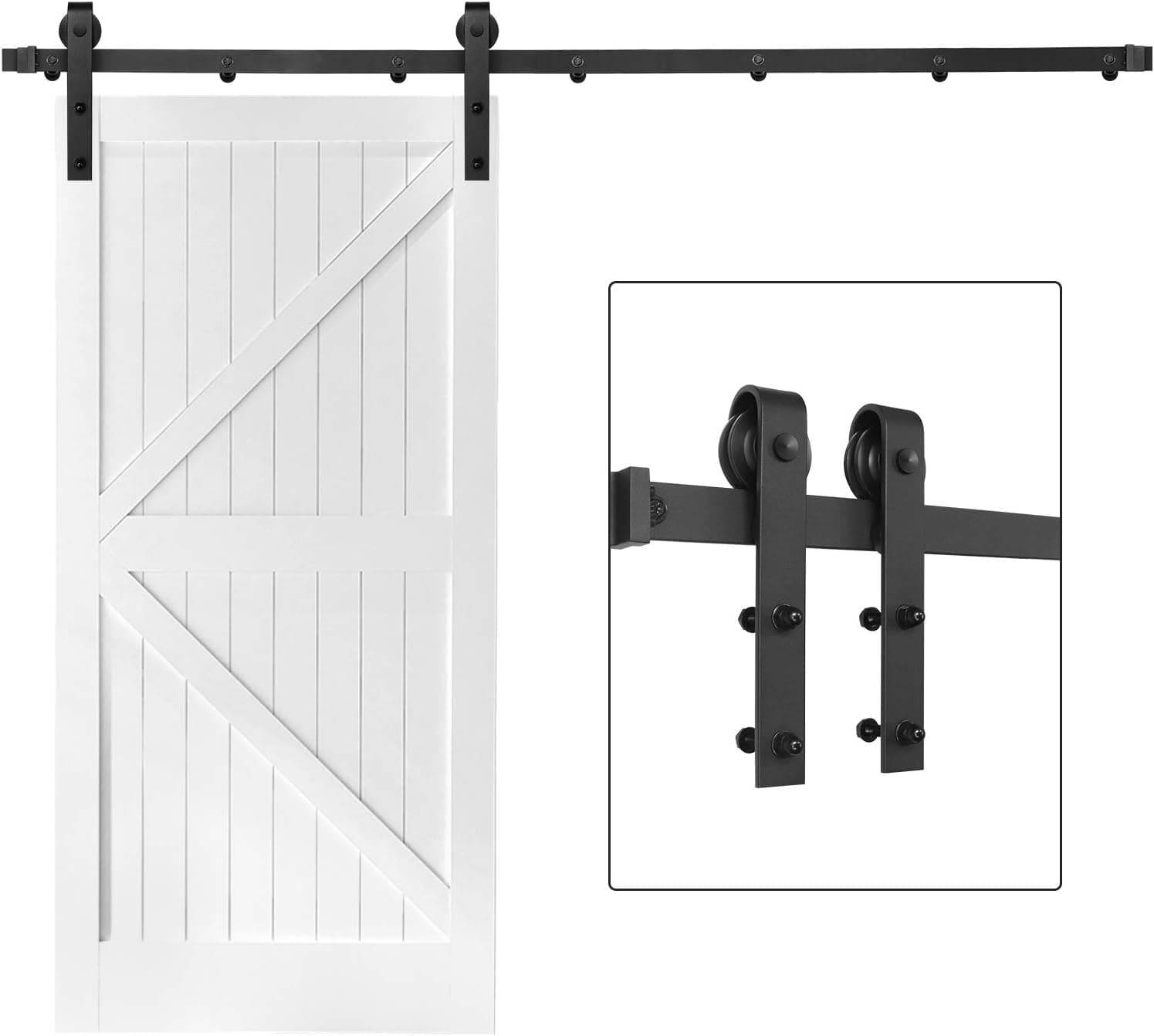 10FT Single Sliding Barn Door Hardware Kit, Superior Metal Rail Track Set for Wooden Door
