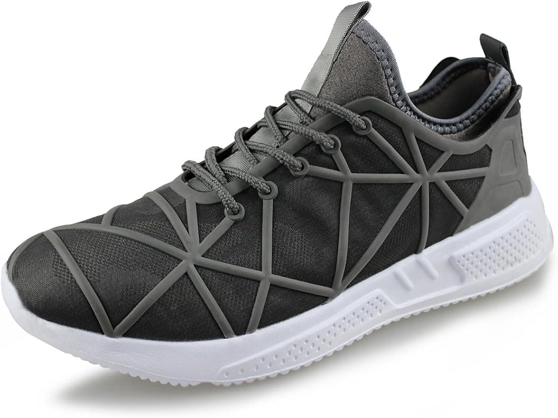 Hawkwell Men's Running Shoes Athletic Breathable Lightweight Walking Tennis Sneakers,Grey Fabric,11 M US