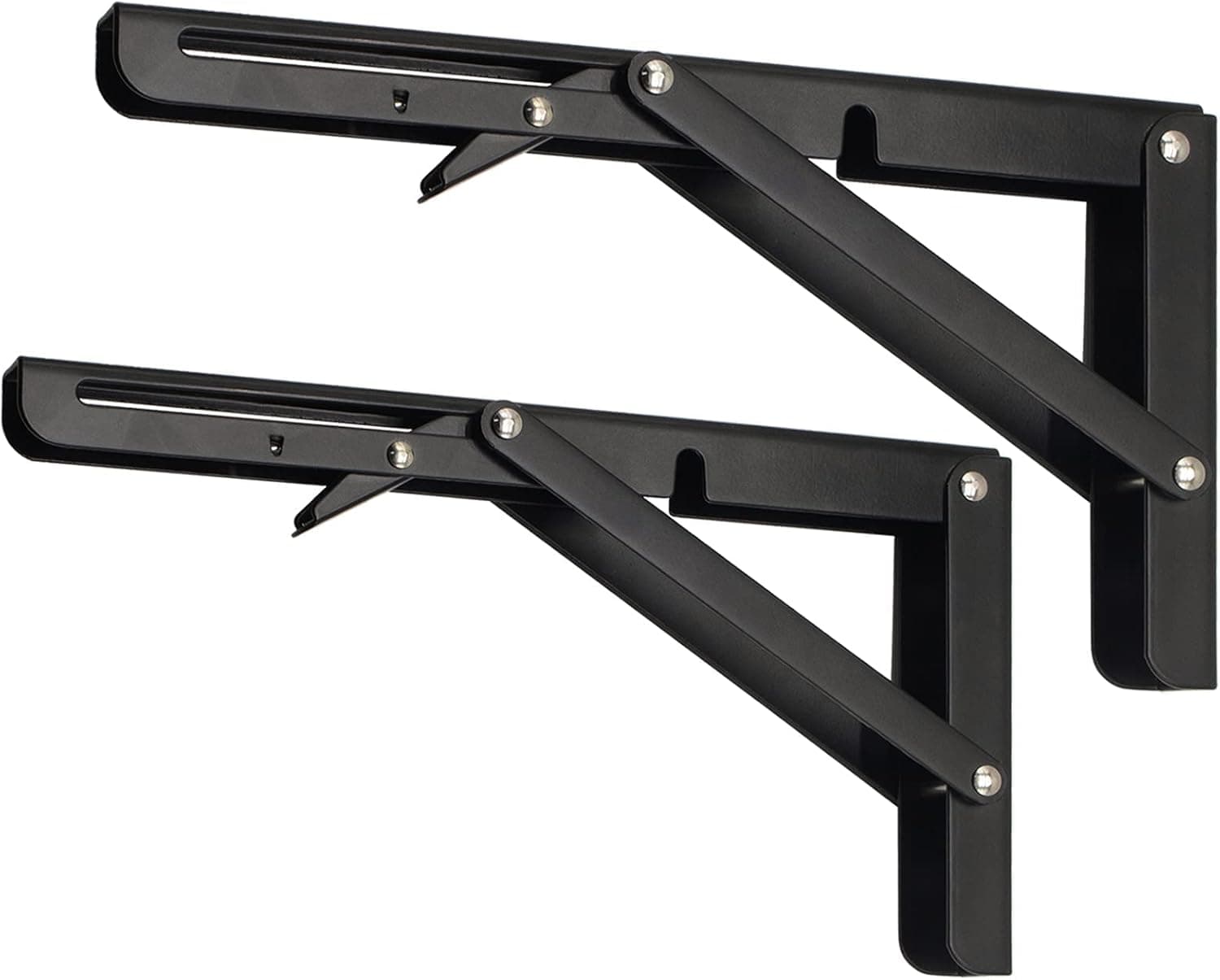 Folding Shelf Brackets, Heavy Duty Stainless Steel Triangle Table Bench Collapsible Shelf Hinge Wall Mounted Space Saving DIY Shelf Bracket, Max Load: 150 lb (10 Inch 2PCS)