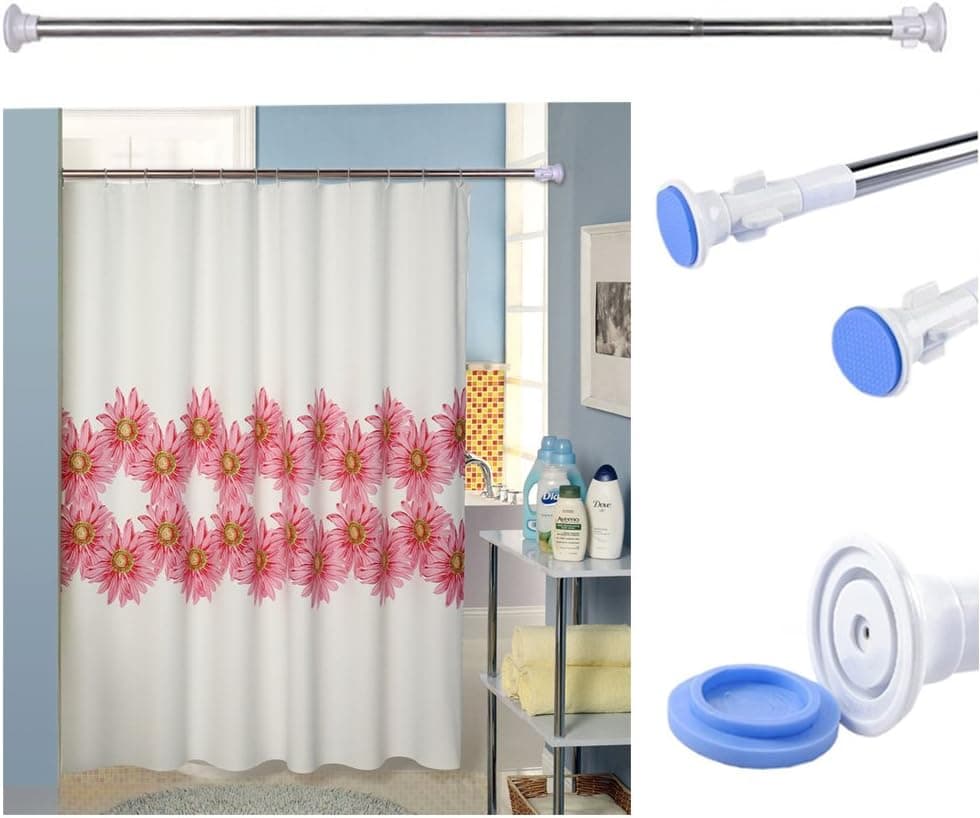 All one tech Shower Curtain Tension Rod, Brushed Stainless Steel 40in-70.8in
