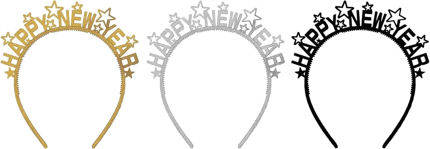 amscan Assorted New Year's Plastic Headband - 6 3/5" x 6 1/5" - Multicolor - 1 Pc