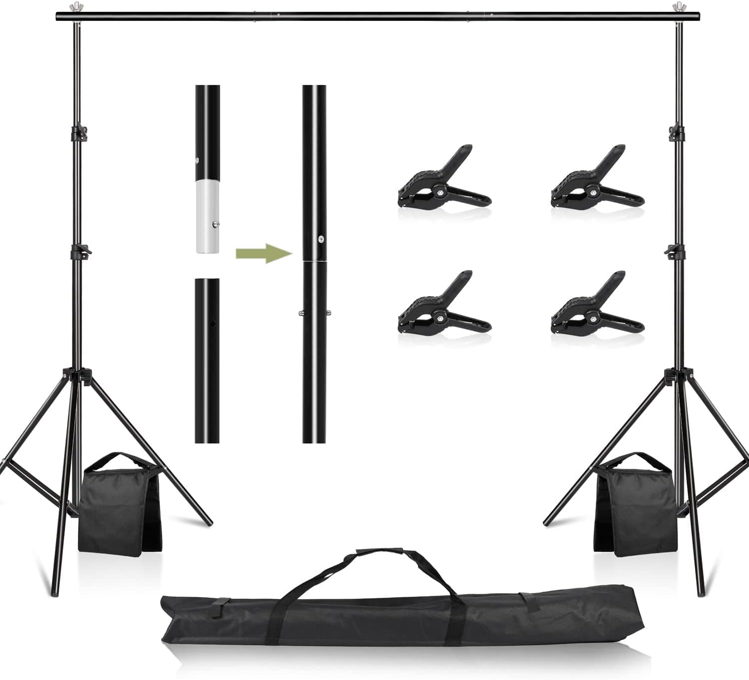 6.5x6.5ft Background Support Equipment, 2x2m Adjustable Background Stand, with Carry Bag, Used for Photography Studio Background Support System