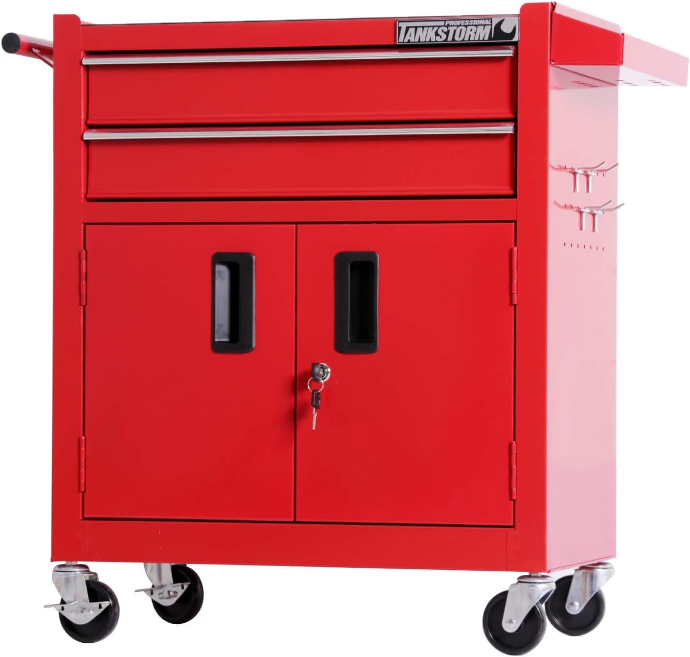 TANKSTORM Tool Chest Heavy Duty Cart Steel Rolling Tool Box with Lockable Doors (TZ12 Red)