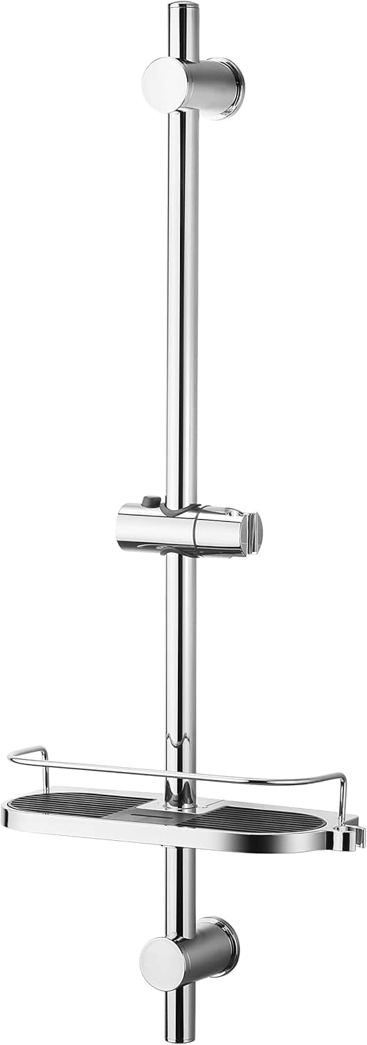 Singing Rain 31.5'' Shower Slide Bar with Matching Shower Caddy for Bathroom, SUS 304 Stainless Steel Shower Slide Bar with Adjustable ABS Handheld Shower Head Holder & Wall Mount with Chrome Finish