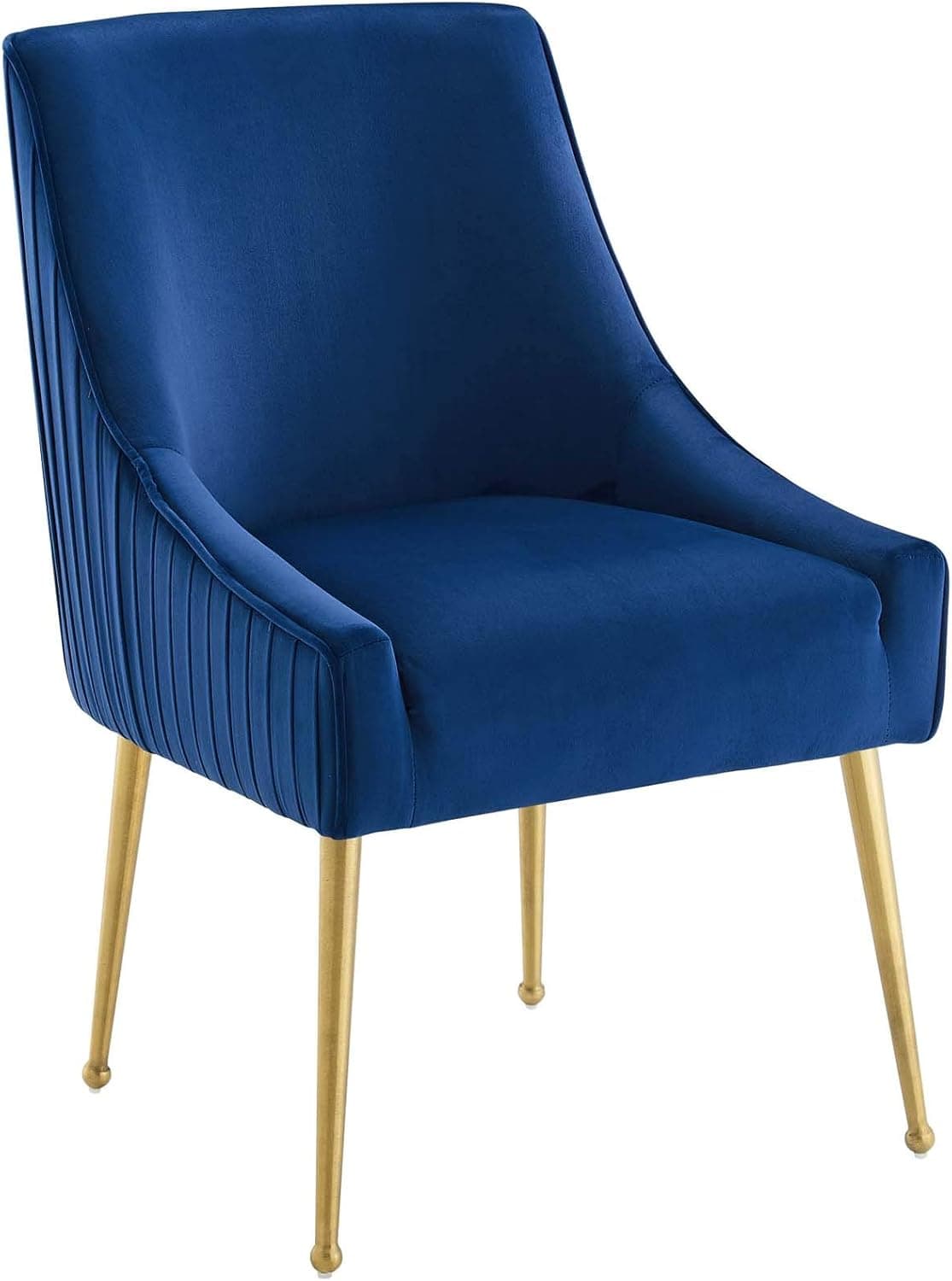 Modway Discern Pleated Back Upholstered Performance Velvet Dining Chair, Navy
