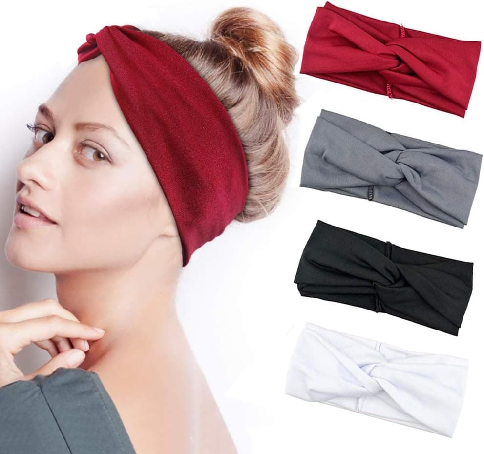 HZQDLN Women Sports Headband Non Slip Elastic Sweat Sports Cross Headbands for Women Girl Wicking Headband Sweatband Absorbing Moisture for Yoga,Pilates, Riding, Basketball,Running,Fitness,Dancing