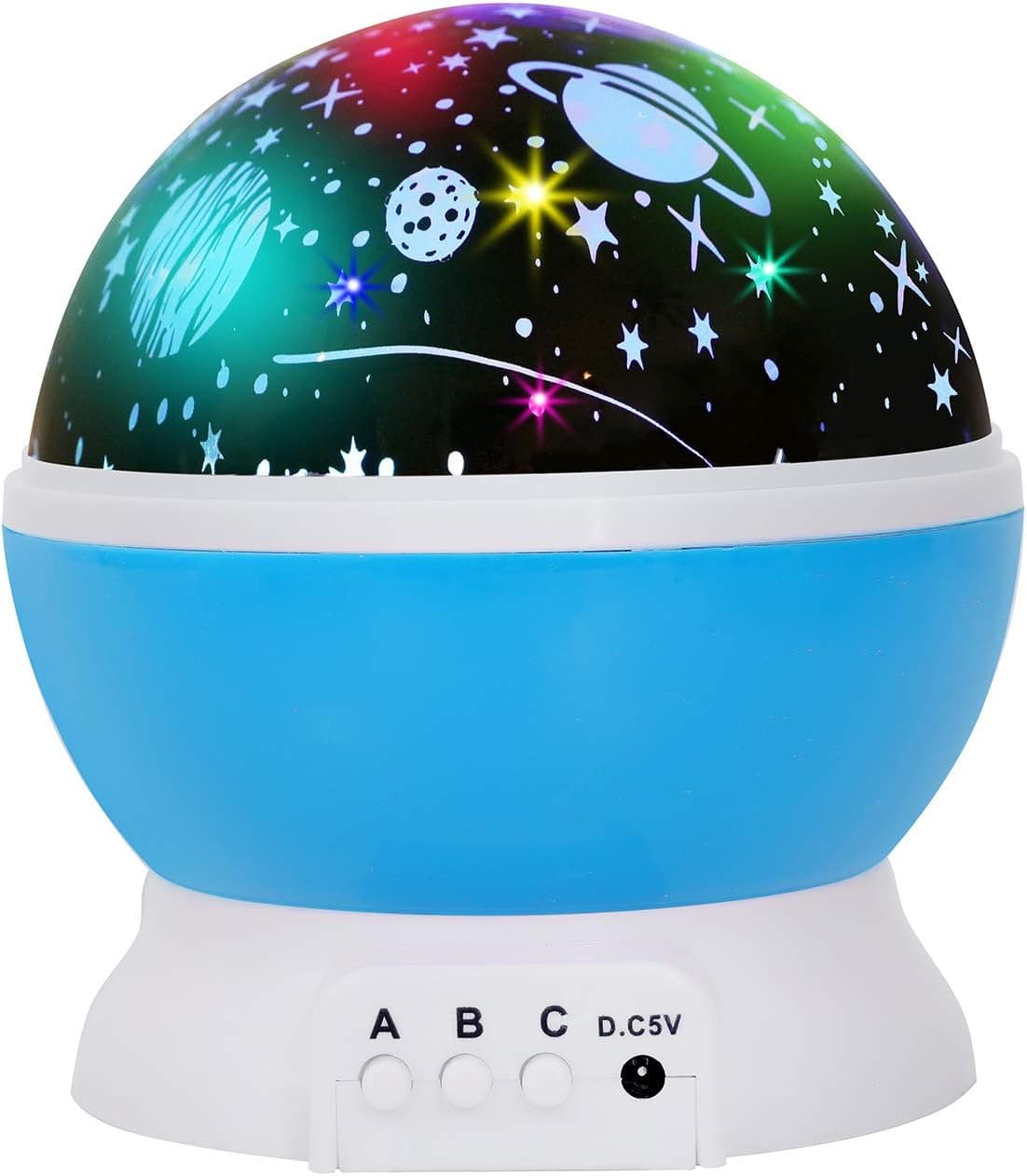 Kids Star Night Light,360-Degree Rotating Star Night Light Projector,4 LEDs 8 Colors Changing with USB Cable, Best for Children Baby Bedroom and Party Decorations（Blue）