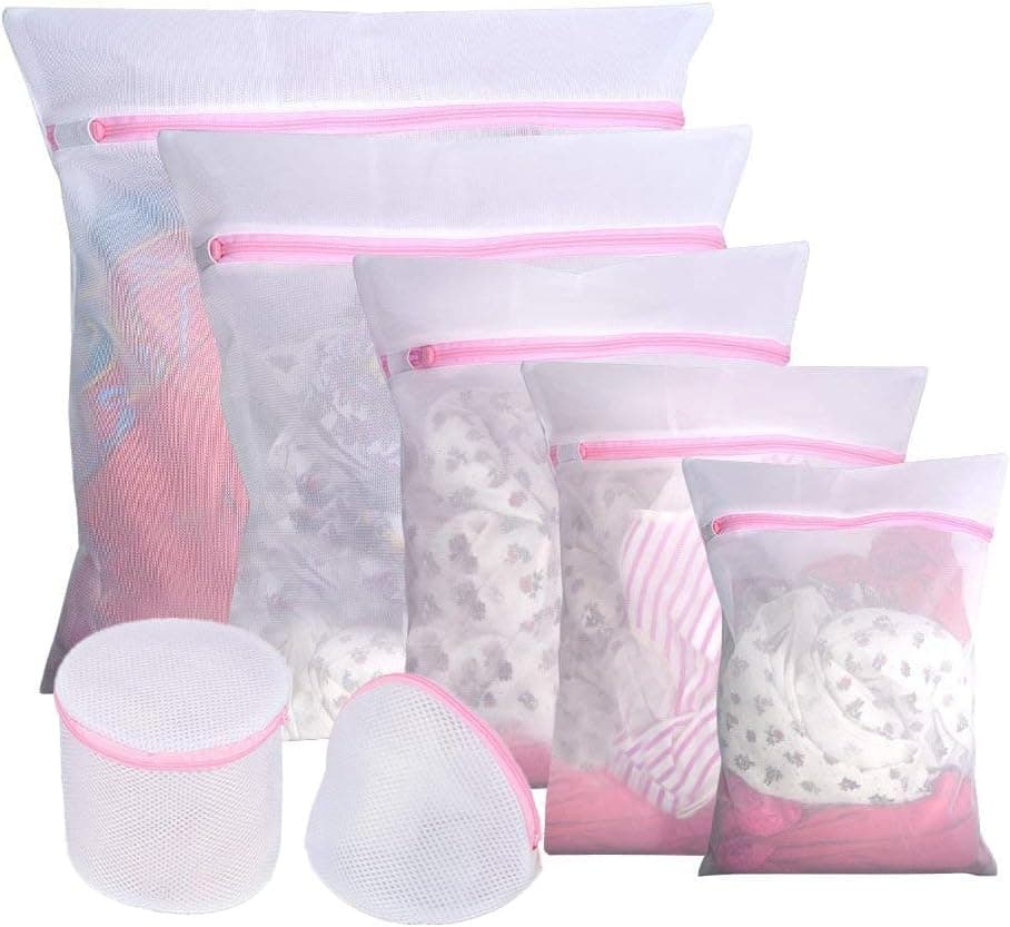 Bugalan 7Pcs Fine Mesh Thicken Laundry Bags, Storage Clothing Washing Bag Sets for Bra, Underwear, Socks, Sweater, Blouse, Hosiery