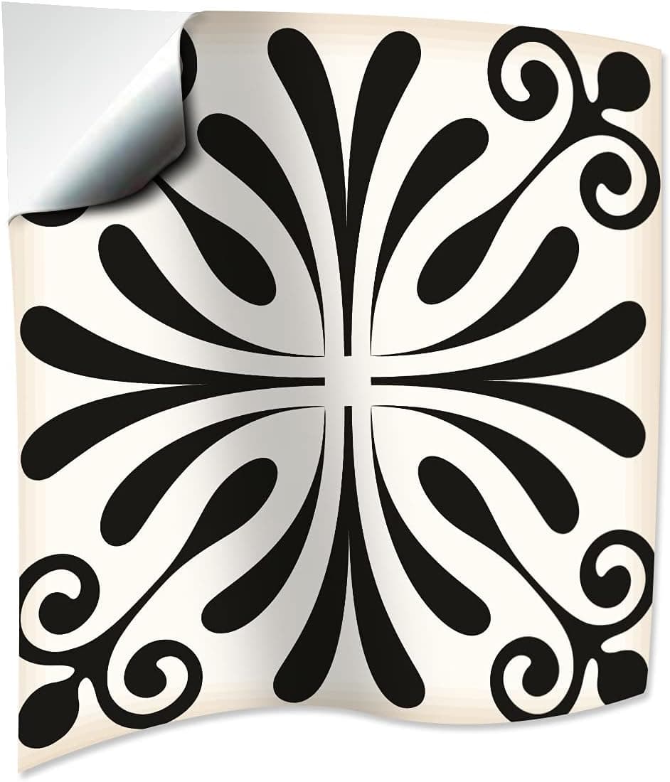 Mi Alma Black and White Tile Stickers Peel and Stick Tile Stickers 24 PC Set backsplash Tile Decals Bathroom & Kitchen Vinyl Wall Decals Just Peel Stick Home Decor (Victoria, 6x6 Inch)