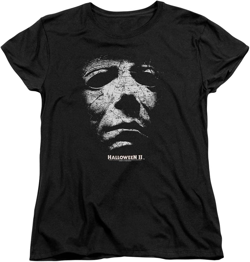 Halloween Womens T-Shirt Michael Myers Mask Black Tee