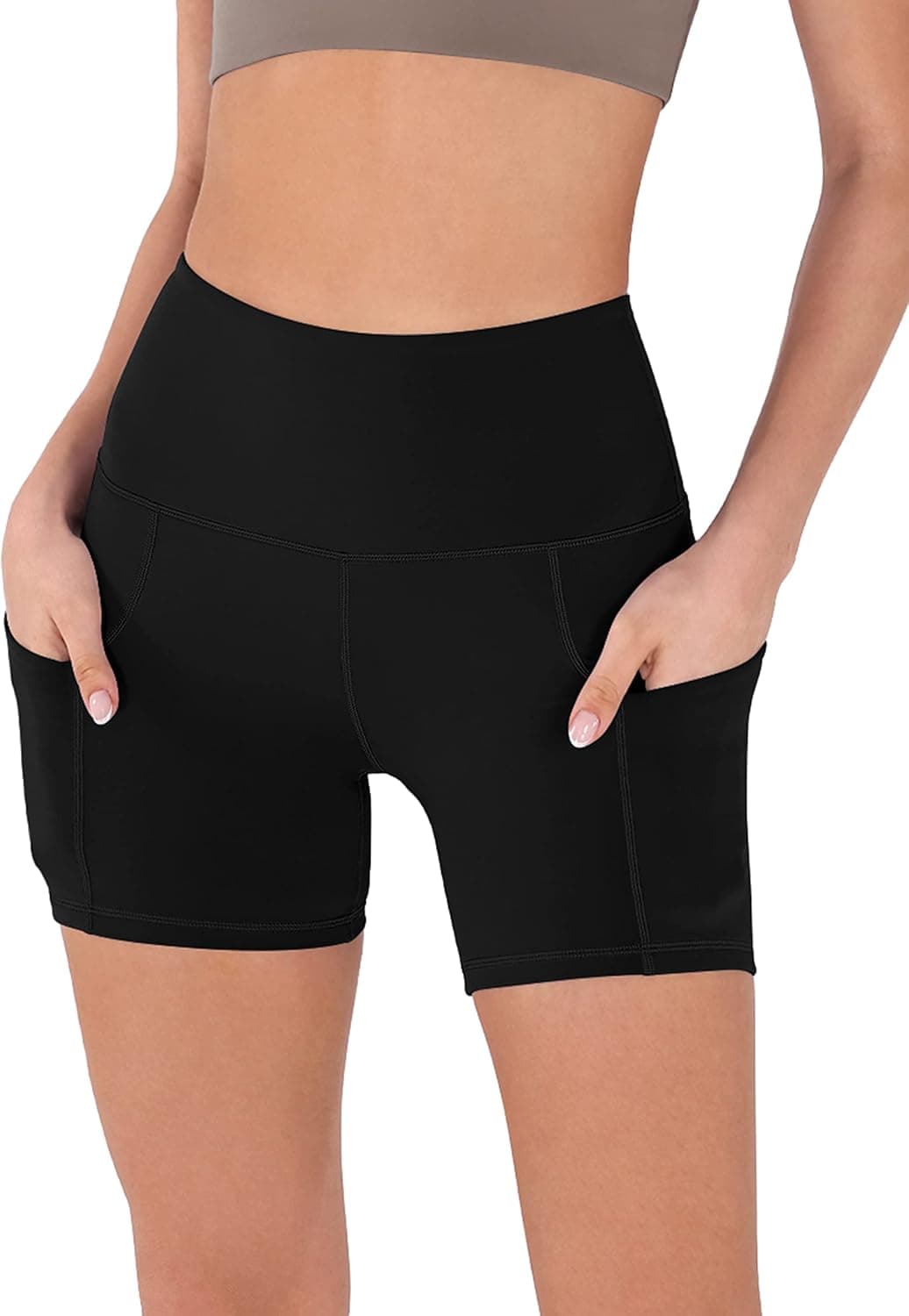 ODODOS Women's Tummy Control Yoga Shorts 2.0 with Pockets High Waist Athletic Workout Shorts-5" / 8" Inseam