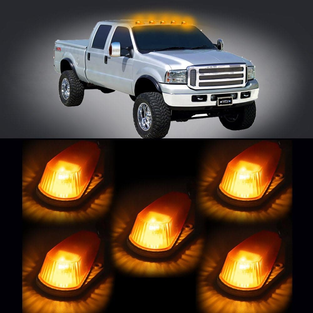 ECCPP 5X Amber Roof Running Light Cab Marker Cover with Base Housing + 5x Xenon Yellow 6-5730-SMD LED Bulb fit 4x4 / Off-Road/SUV/Crossover/for Jeep/RV/Pickup truck vehicle