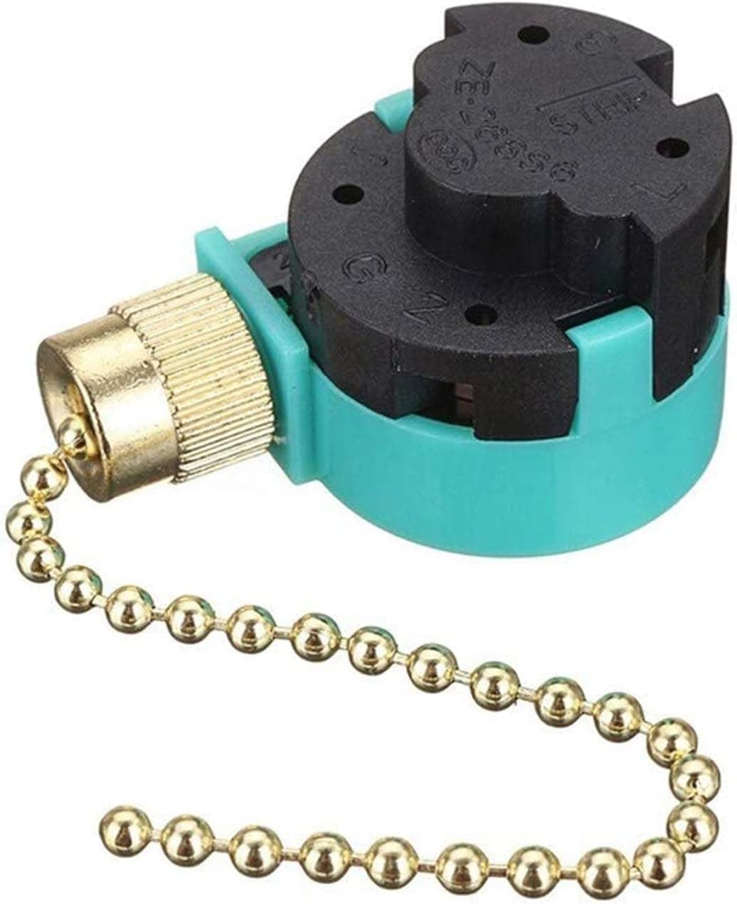 Ceiling Fan Switch, Zing Ear ZE-268S6 3 Speed Pull Chain Control Switch Replacement Fan Speed Control Switch Compatible with Hunter Ceiling Fans (Brass Pull Chain)