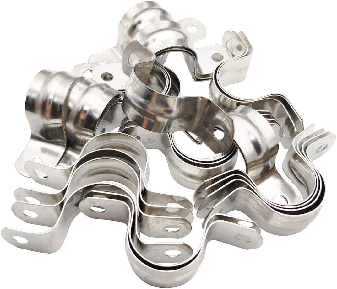 Sipery 30Pcs Two Hole Strap U Bracket Tube Strap Tension Clips M25 304 Stainless Steel Rigid Pipe Strap Fit for 1 inch Pipes