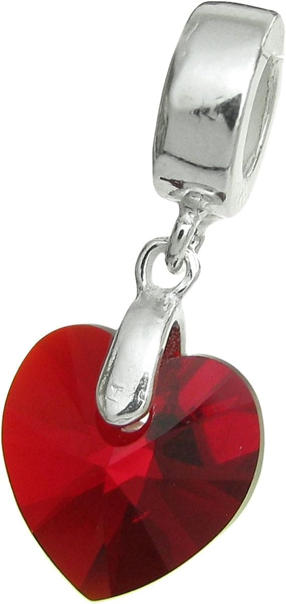 Dreambell 925 Sterling Silver Birthday Heart Dangle European Bead Charm Using Swarovski Elements Crystal