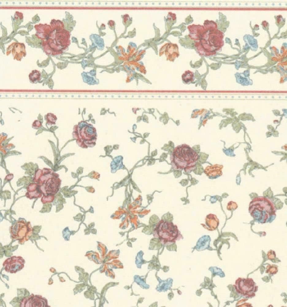 Melody Jane Dollhouse Raffina Cream Rose Miniature Print Wallpaper 3 Sheets