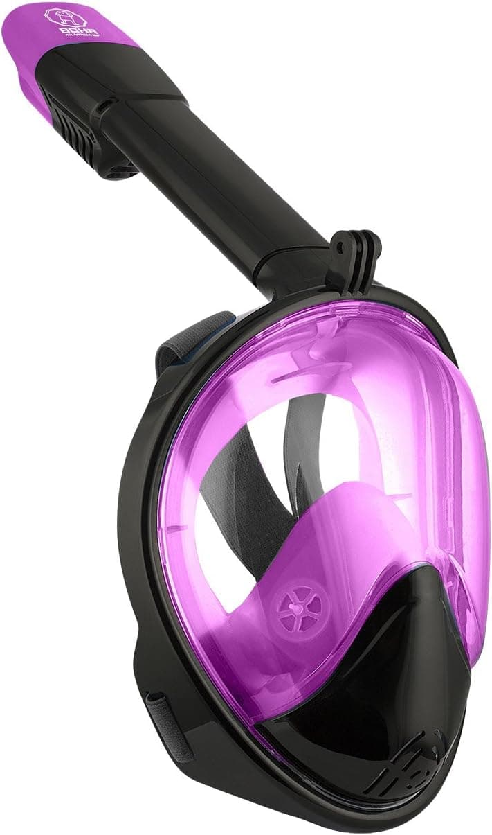 Boha Full Face Snorkel Mask AtlantiSea 180°, GoPro Compatible, Dry Top Snorkeling Tube for Diving Underwater, Panoramic View, Anti-Fog, Anti-Leak Design