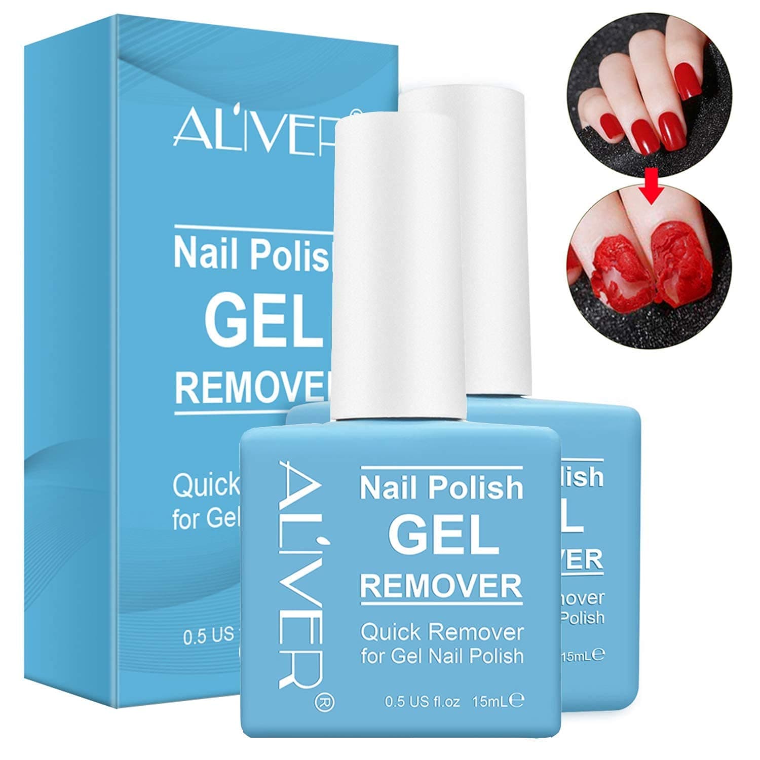 Gel Nail Polish Remover, (2PACK) Easily & Quickly Soak off Gel Polish No Need for Foil, Soaking or Wrapping, Remove Gel Nail Polish within 3-5 Minutes, Professional Nail Polish Remover 0.5 Fl Oz