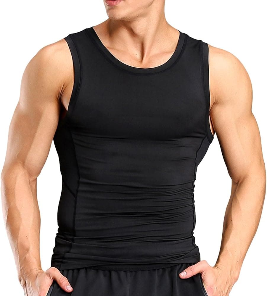 Gerlobal Men's Sleeveless Muscle Tank Top Slimming Compression Shirt Cool Dry Baselayer Undershirt
