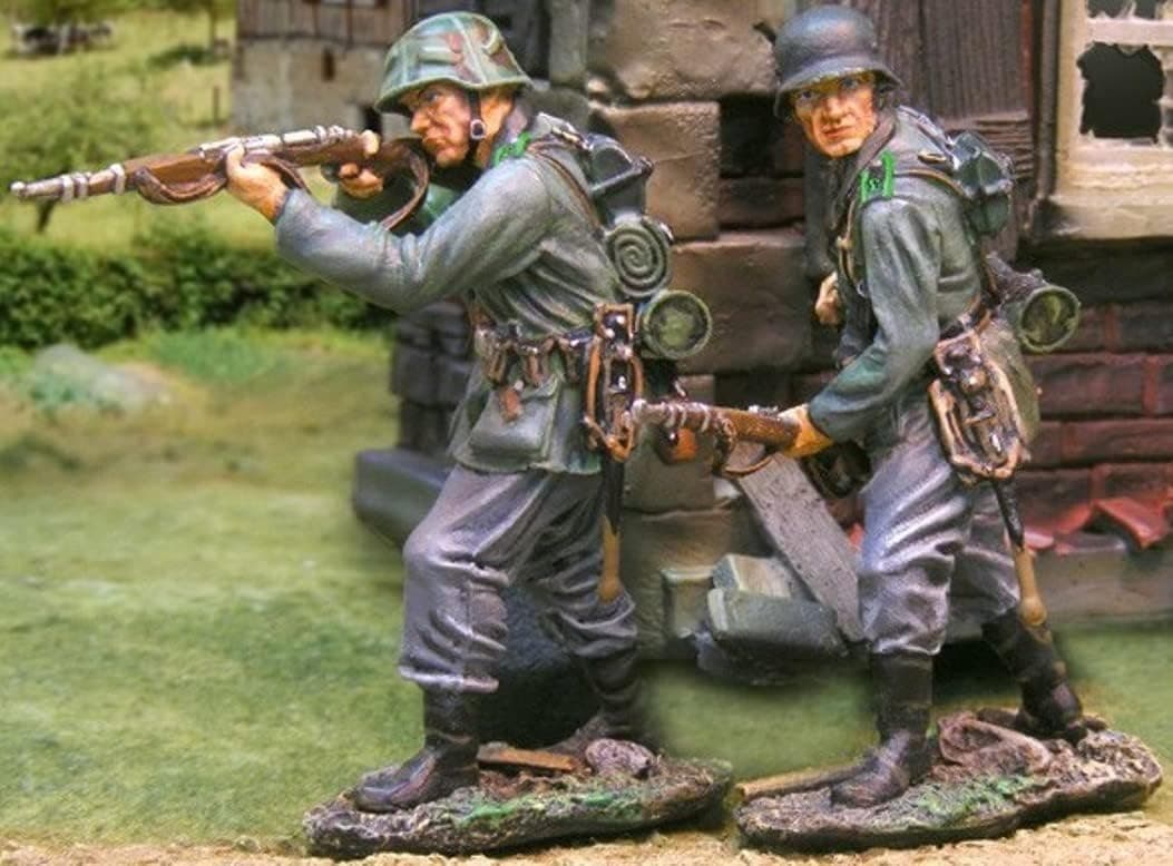 WWII Toy Soldiers D-Day Normandy German Infantry Panzer Lehr Division 2 Piece Set Collectors Showcase Toy Soldiers Painted Metal 60mm CS00656
