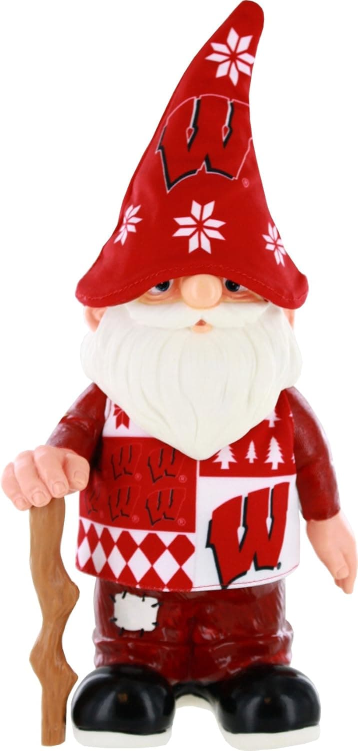NCAA Wisconsin Badgers Real Ugly Sweater Gnome - Busy Block, Red