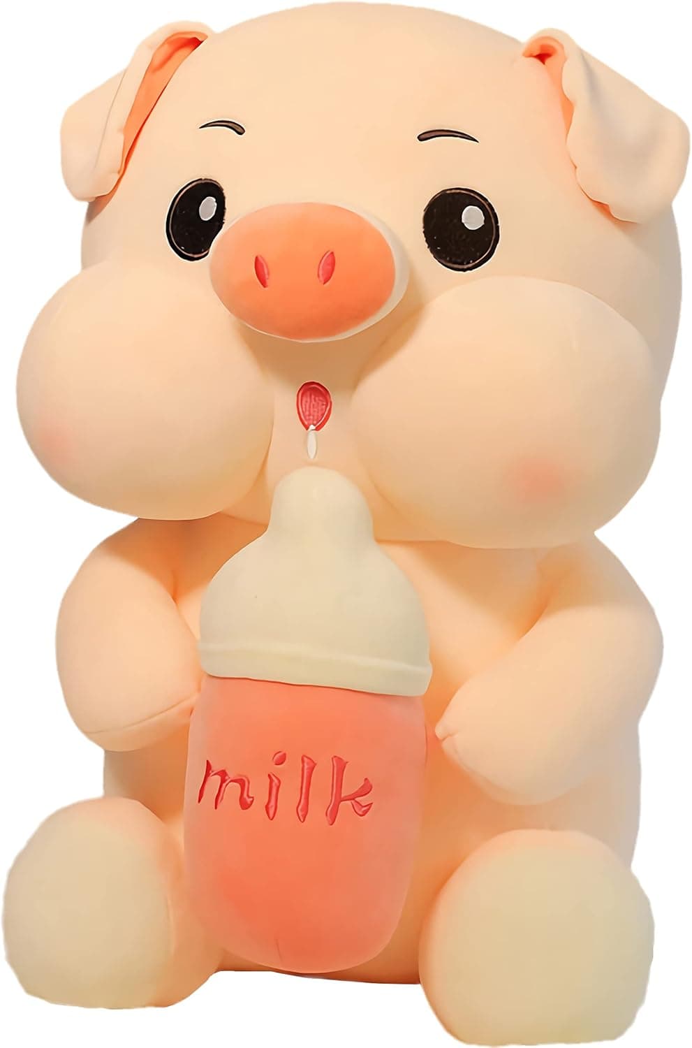 WUZHOU Soft Fat Pig Plush Hugging Pillows, Cute Giant Pig Stuffed Animals Throw Pillow Toy Gifts for Bedding, Kids Birthday, Valentine, Christmas (Round Eyes,27.5in)