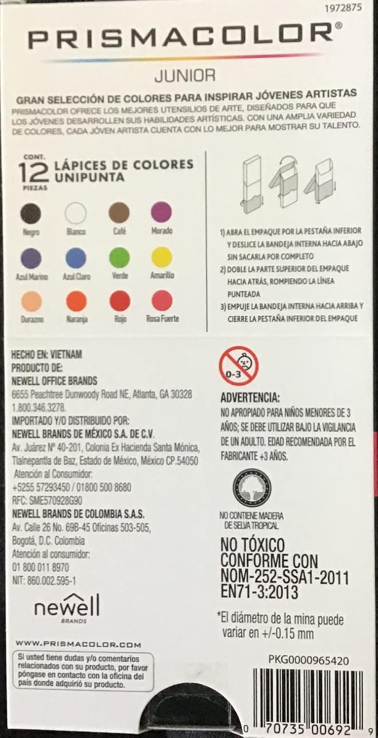 Prismacolor Colored Pencils Set, Pack of 12, Junior 4.0mm
