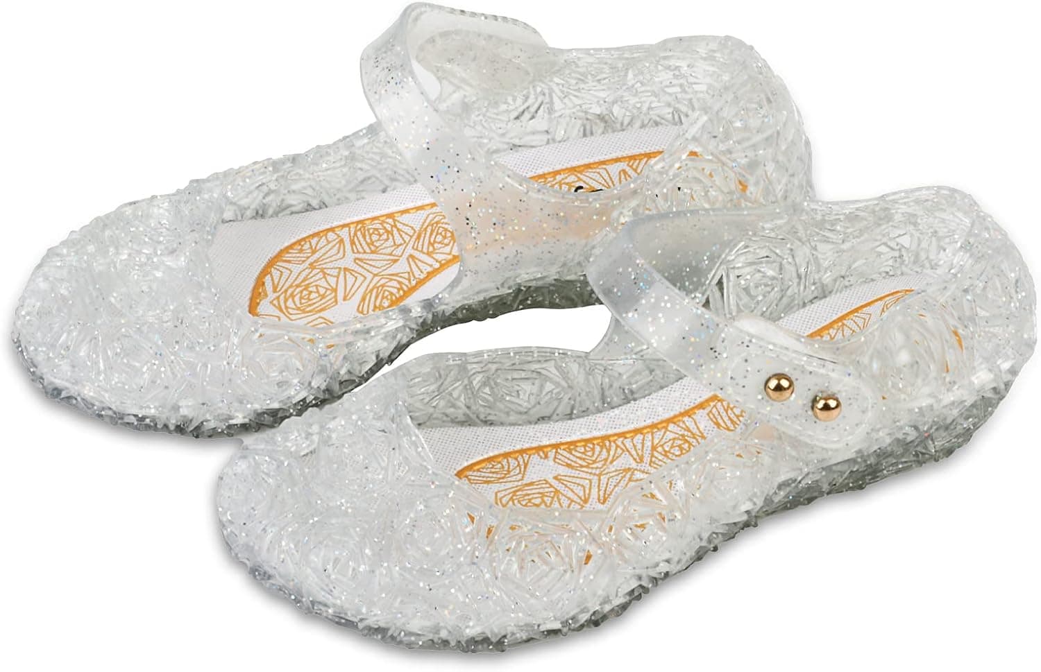 Amtidy Frozen Inspired Elsa Flats Mary Jane Dance Party Cosplay Shoes, Snow Queen Princess Birthday Sandals for Little Girls, Toddler