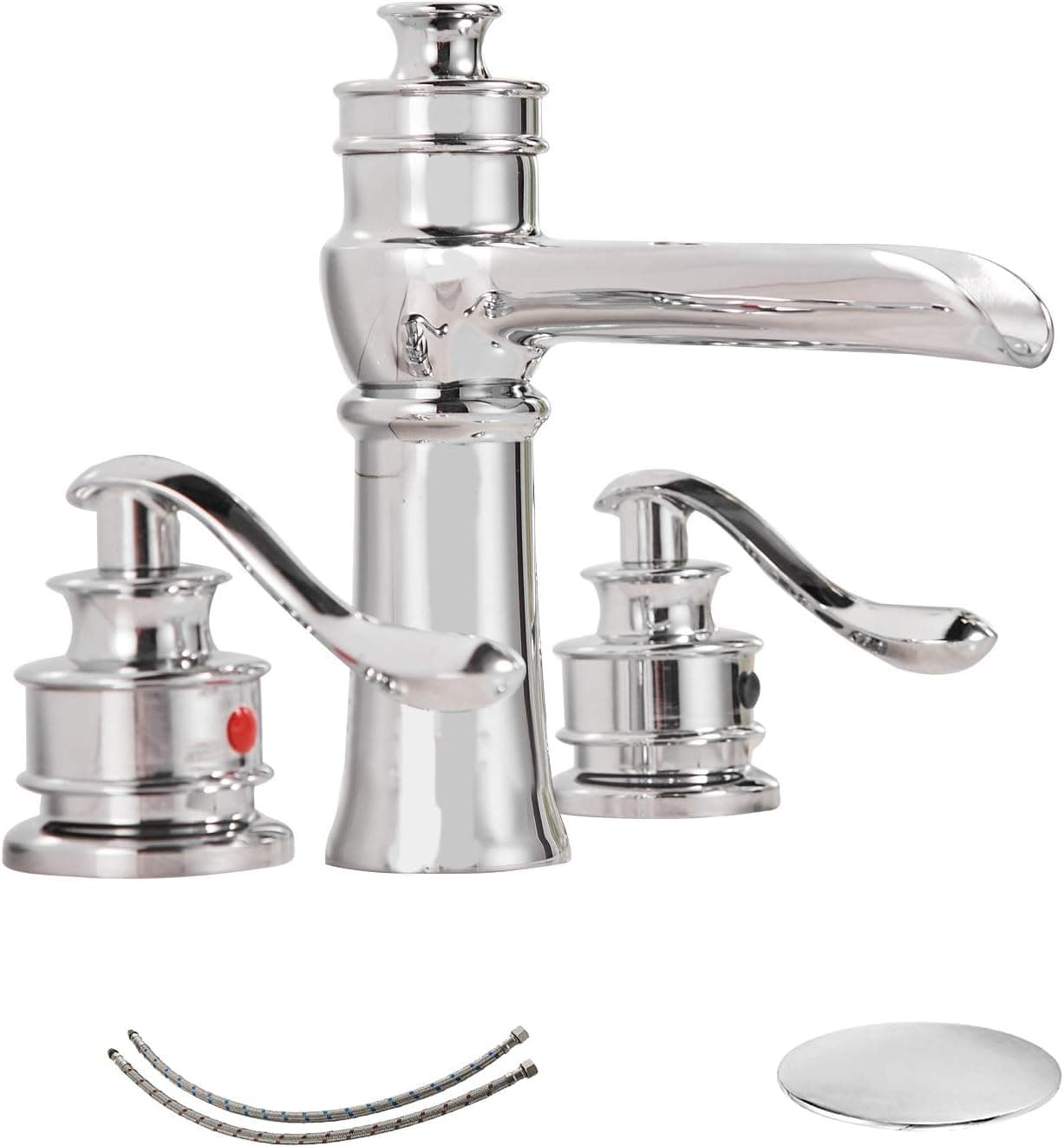 Greenspring Widespread Bathroom Sink Faucet Waterfall 8-16 Inch 3 Holes 2 Handles Commercial Deck Mount,Chrome