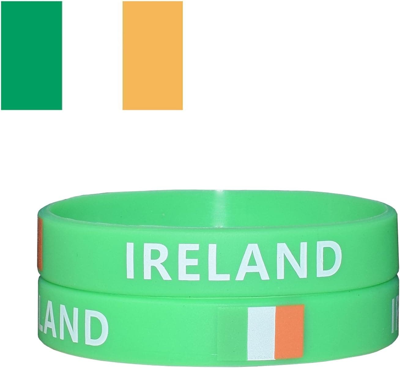 VEWCK Flag Silicone Bracelet Classic Bangle Letter Pattern 40 Countries 2-Pack (Ireland)