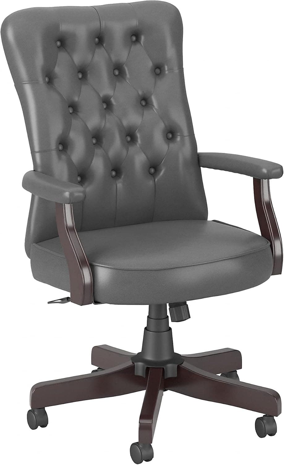 Bush Business Furniture Arden Lane High Back Tufted Office Chair with Arms, Dark Gray Leather