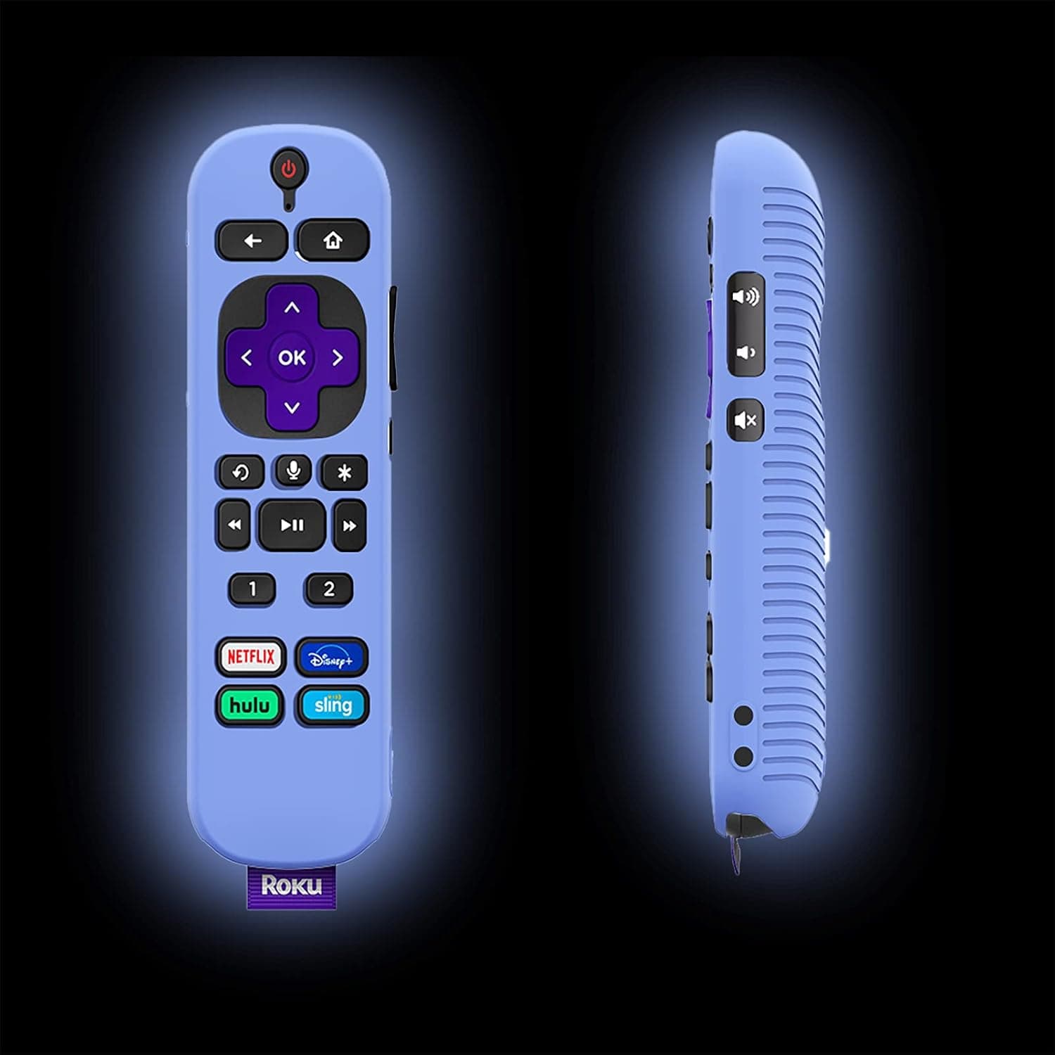 Blue Remote Case Cover Replacement for New TCL Roku Voice Remote Pro 2021 Release, Silicone Protective Case Sleeves with Lanyard Glow in Dark - LEFXMOPHY