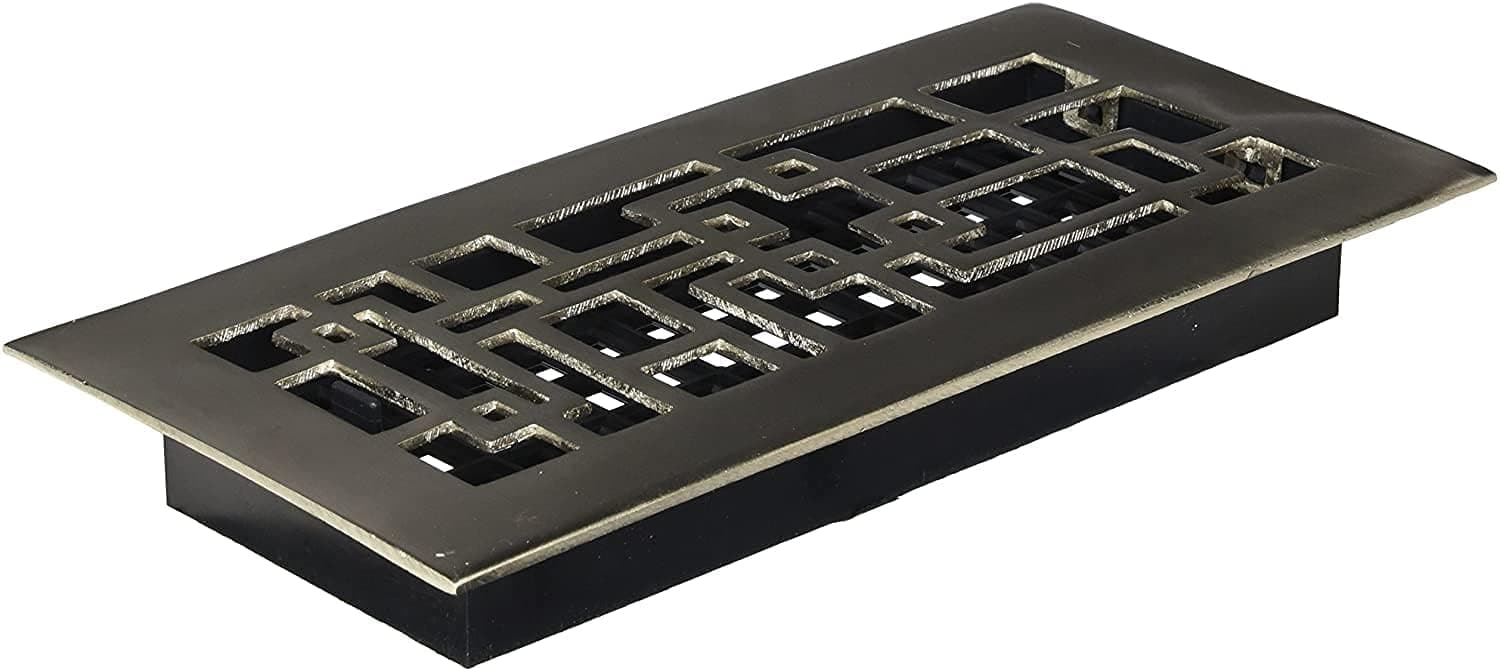 Decor Grates AB410-NKL 4-Inch by 10-Inch Abstract Floor Register, Solid Brass with Brushed Nickel Finish