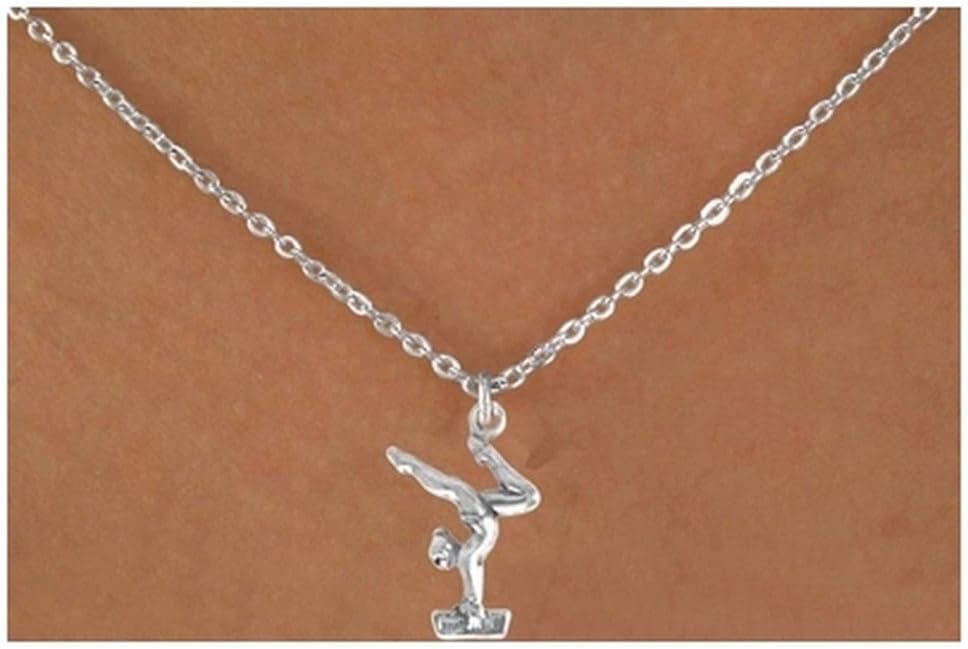 Gymnasts Necklace with"Gymnast On Balance Beam" Gymnastic Charm in Regular Chain
