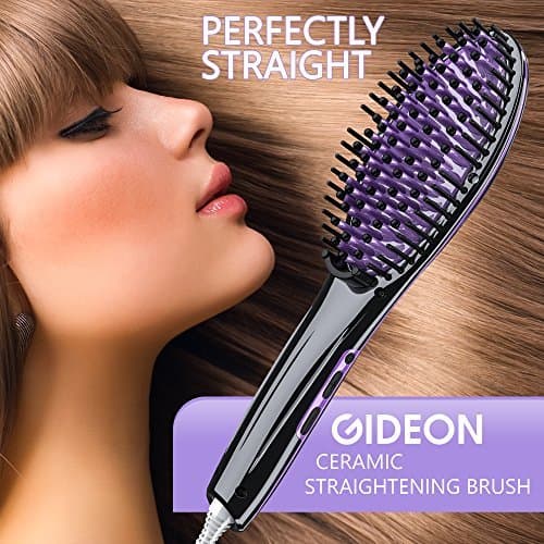 Gideon8482; Heated Hair Brush Straightener – Amazing and Innovative Hair Straightener/Achieve Salon Quality Straight Hair in Minutes